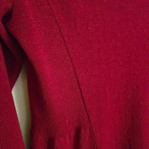Eileen Fisher 100% Merino Wool Red Assymetric V Neck Sweater Dress Size S - Picture 4 of 6